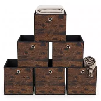 Relaxdays Aufbewahrungsbox faltbar 6er Set Braun chwarz