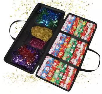 Relaxdays Geschenkpapier Aufbewahrung Polyester Kunststoff Schwarz Staubgesch&uuml;tzt 34 cm x 82 cm x 13 cm 400 g
