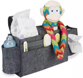 Relaxdays Betttasche f&uuml;r Hochbett Filz Dunkelgrau mit 8 F&auml;chern 23 cm x 43 cm x 11 cm