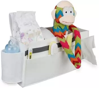 Relaxdays Betttasche f&uuml;r Hochbett Filz Wei&szlig; mit 8 F&auml;chern 23 cm x 43 cm x 11 cm