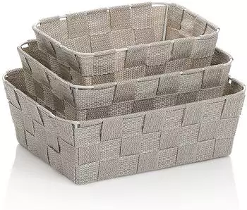 Kela Korb-Set Alvaro PP-Faserband silbergrau 3Stk