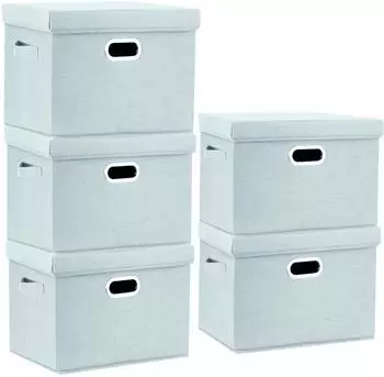 LuxusKollektion Aqua Spring Aufbewahrungsbox mit Deckel, Stoff, faltbar, 44x30x29cm, 5-Stück