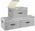 LuxusKollektion Faltbox mit Deckel und Fächern, Stoff, grau, 55x33x30cm, 3er-Set