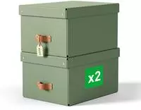 Puro Aufbewahrungsbox mit Deckel, mittel, 17L, 100% recycelter Karton, 2er-Pack,