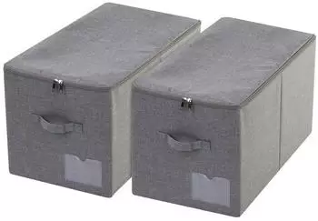 LuxusKollektion Faltbarer Aufbewahrungskorb mit Deckel, dunkelgrau, 56x32x33cm, 2er-Set