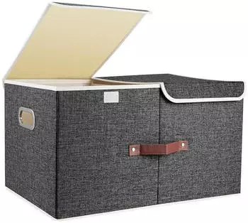 LuxusKollektion Aufbewahrungsbox mit Deckel, faltbar, Stoff, 55x33x30cm, schwarz
