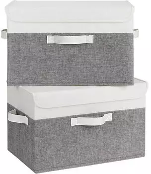 LuxusKollektion Faltbox mit Deckel, Stoff, wei&szlig;-grau, 2er-Set