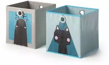 VICCO Faltbox Aufbewahrungsbox Kinder 30x30cm, grau/blau, 2er-Set