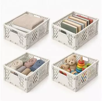 Relaxdays Klappbox Kunststoff, 4er-Set, 29x12x21cm