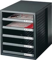 HAN Schublabdenbox SCHRANK-SET, DIN A4/C4, 5 offene Schubladen, schwarz