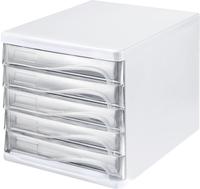 Helit Schubladenbox 5 Schubladen Wei&szlig; / Blautransparent - H61294-30