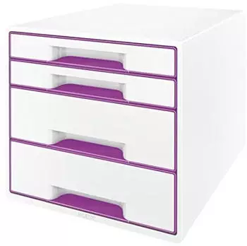 Leitz Box Wow Cube (4 Sch&uuml;be) perlwei&szlig;/violett