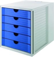 HAN Schubladenbox SYSTEMBOX KARMA, DIN A4, 5 geschlossene Schubladen, grau/&ouml;ko-blau