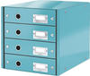 Leitz Schubladenbox 6049-00-51, WOW Click und Store, A4, Pappe, 4 Fächer,