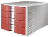 Han Schubladenbox 1012-17, Impuls, A4, 4 Fächer, Kunststoff, geschlossen, rot...