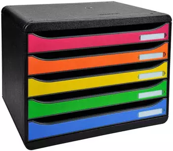 Exacompta Big Box Plus quer Classic DIN A4 mit 5 Schubladen bunt