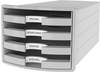 Han Schubladenbox 1013-11, Impuls, A4, 4 Fächer, Kunststoff, offen, grau