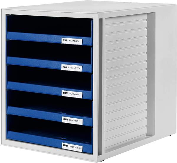 HAN Schrank-Set blau DIN C4 mit 5 Schubladen (1401-14)
