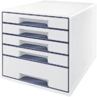 LEITZ 52142001, LEITZ Schubladenbox WOW Cube perlwei&szlig;/grau 52142001, DIN A4 mit 5