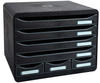Exacompta Schubladenbox STORE-BOX schwarz 307714D, DIN A4+ quer mit 7 Schubladen