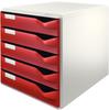 Leitz Schubladenbox 5280-00-28, Post-Set, A4, 5 Fächer, Kunststoff, geschlossen,