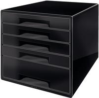 Esselte-Leitz LEITZ Schubladenbox WOW CUBE, 5 Sch&uuml;be, schwarz/dunkelgrau f&uuml;r Format