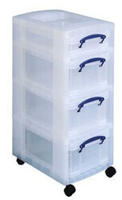 Aufbewahrungsbox 1x 4,0 l + 3x 9,0 l transparent 30,0 x 42,0 x 73,0 cm