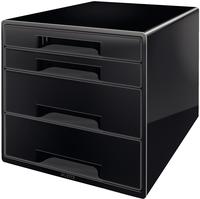 Esselte-Leitz LEITZ Schubladenbox WOW CUBE, 4 Sch&uuml;be, schwarz/wei&szlig; f&uuml;r Format DIN