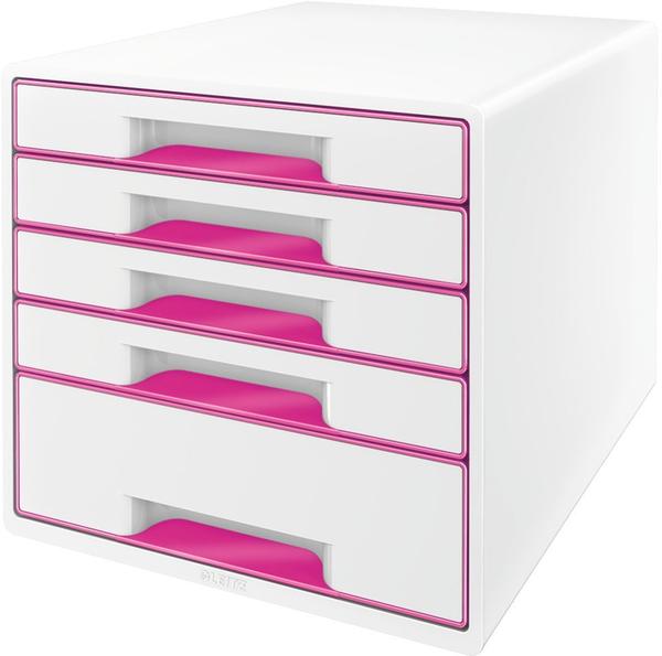 Leitz Wow Cube perlweiß/pink DIN A4 mit 5 Schubladen (5214-20-23)
