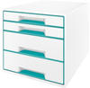 Leitz Schubladenbox 5213-20-51, WOW Cube, A4, 4 Fächer, Kunststoff, geschlossen,
