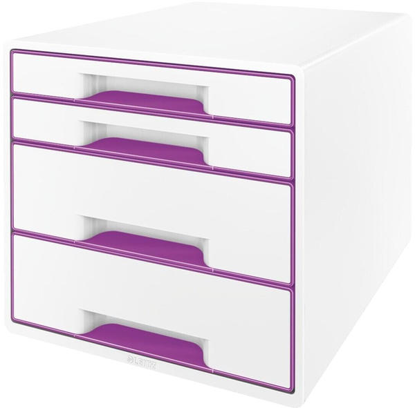 Leitz Wow Cube perlweiß/violett DIN A4 mit 4 Schubladen (5213-20-62)