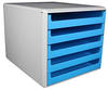 Schubladenbox ocean-blue DIN A4 mit 5 Schubladen