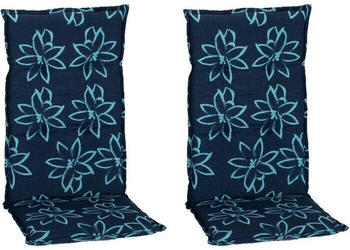beo 2er Set Auflage Bunde M134 Blume hell-blau für Hochlehner-Stühle (21111)