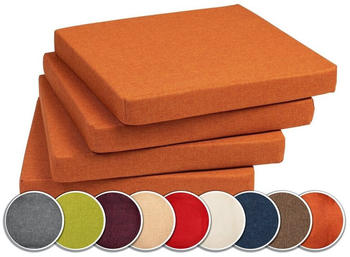 sunnypillow Chair cushion set of 4 40x40x5 cm orange