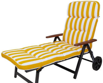 Kettler Auflage Rollliege Alicante extrabreit 200x65x9cm KETTtex gelb-weiß Blockstreifen
