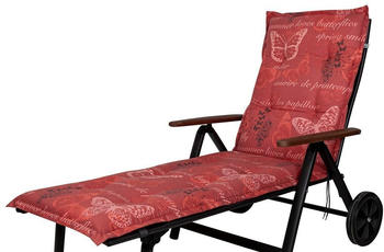 Kettler Auflage Rollliege Bali 193x60x8cm KETTtex rot Schmetterlinge