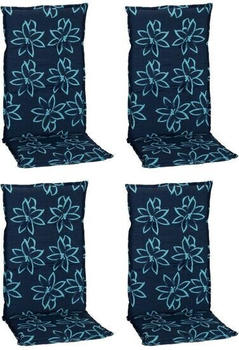 beo 4er Set Auflage Bunde M134 Blume hell-blau für Hochlehner-Stühle (21128)