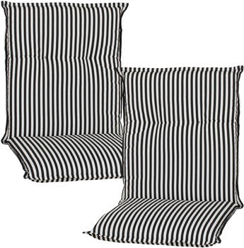 NYVI Piemont Niedriglehner Auflage 2er Set mit Halteband Mischgewebe schwarz/weiß (210029095)