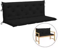 vidaXL Gartenbank-Auflage Schwarz 150x(50+50)x7 cm Oxford-Gewebe