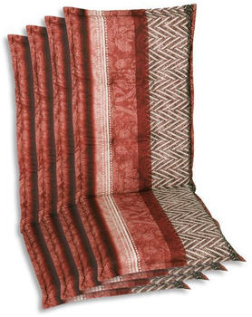 GO-DE Sesselauflage Hochlehner 4er Set rot 120 cm x 50 cm x 6 cm