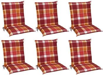 Beautissu 6er Set Sunny RO Niedriglehner Auflagen Set 100x50 cm rot
