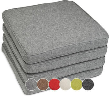 sunnypillow 4er Set Stuhlkissen 45 x 45 x 5cm Grau