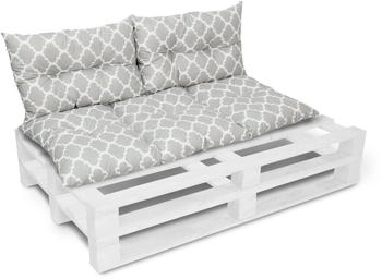 Amilian Palettenkissen Set 120x60 cm+ 2x40x60cm Indien Grau