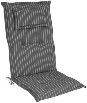 Kettler Hochlehner-Auflage Classic Grau Weiß gestreift 120 x 50 x 8 cm (P233011-0709UM)