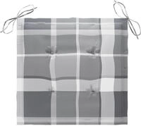 vidaXL Gartenstuhl-Kissen 4 Stk. Grau Karomuster 50x50x3 cm
