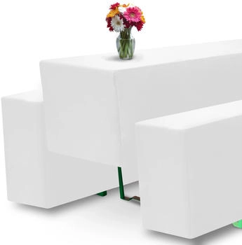 Beautissu Bierbank Hussen & Biertisch Husse Set 3 tlg Wei&szlig;
