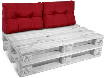 Beautissu ECO Style Palettenkissen R&uuml;cken 60x40x10cm Rot 2tlg