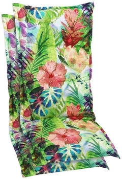 GO-DE Gartenstuhlauflage 50 x 110 x 7 cm 2er Set grün/rosa