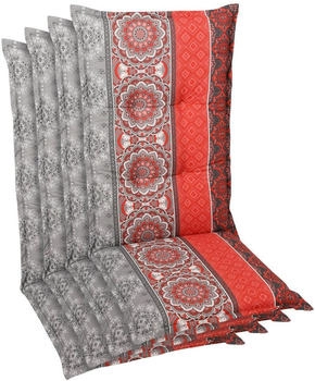 GO-DE Hochlehner-Auflage 50 x 120 x 7 cm 4er Set rot