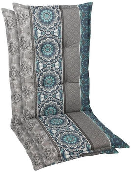 GO-DE Hochlehner-Auflage 50 x 120 x 8 cm 2er Set blau/grau